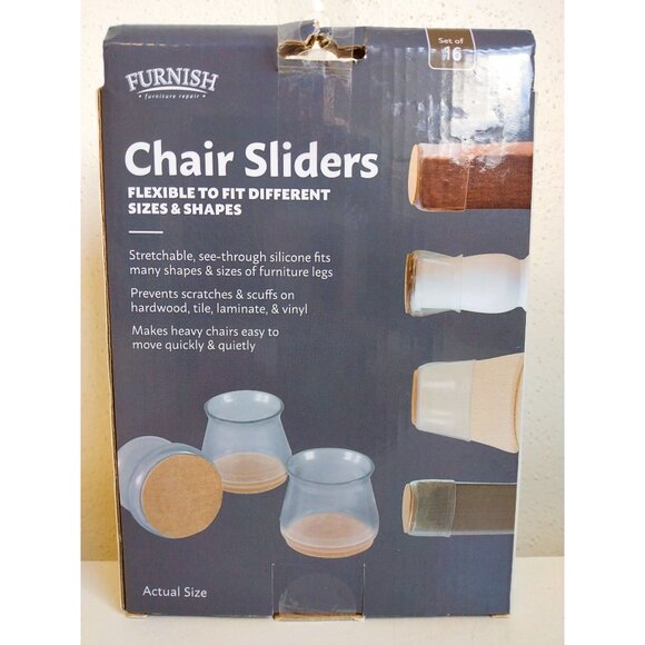 Furnish Flexible Clear Chair Sliders Pack 16pc - Picture 2 of 3